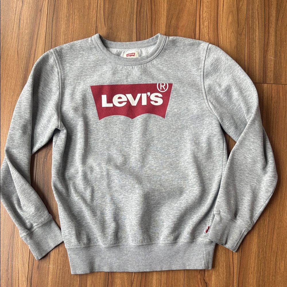 Levi's Gray and Red Crewneck Sweater for Kids.